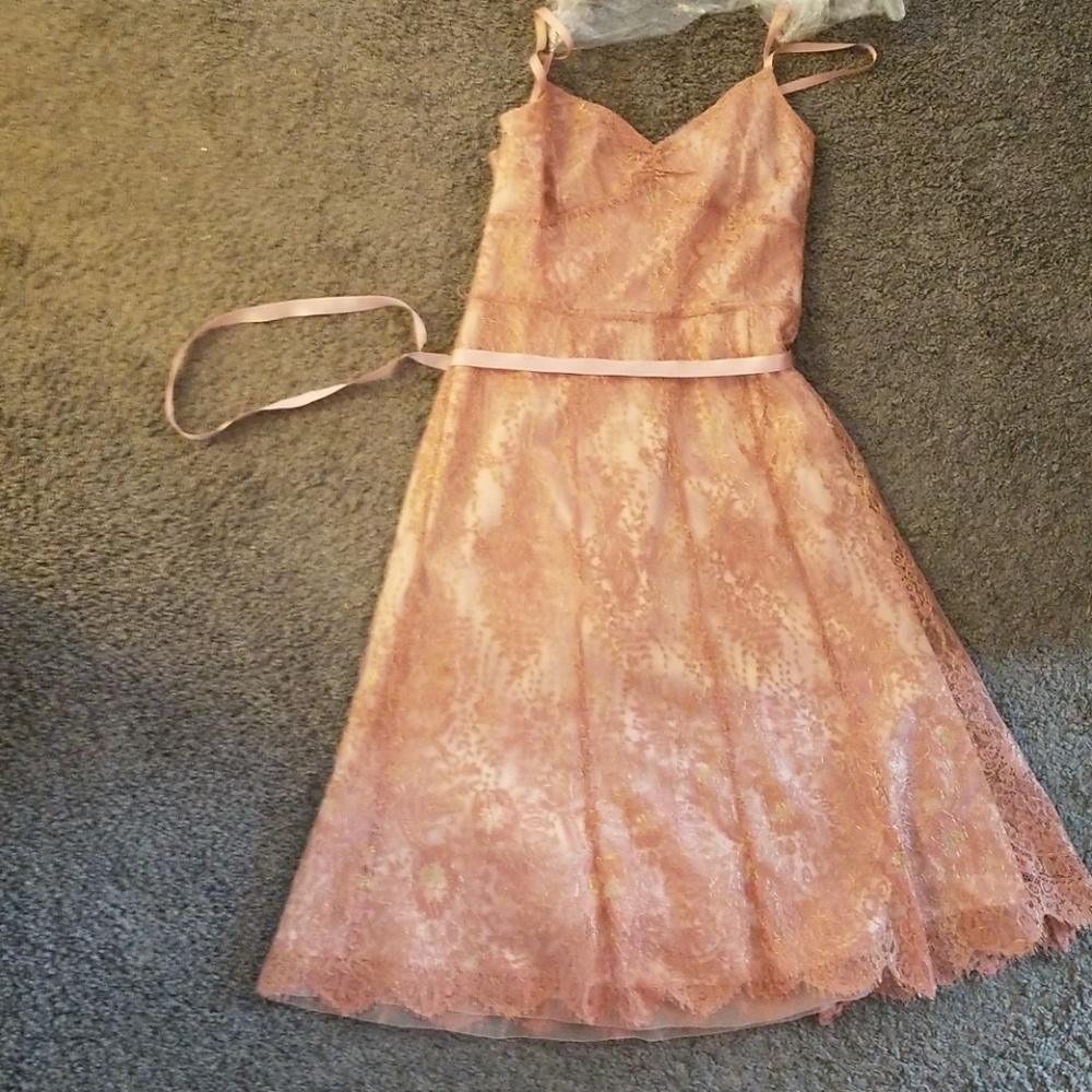 Lace pink and gold dress
